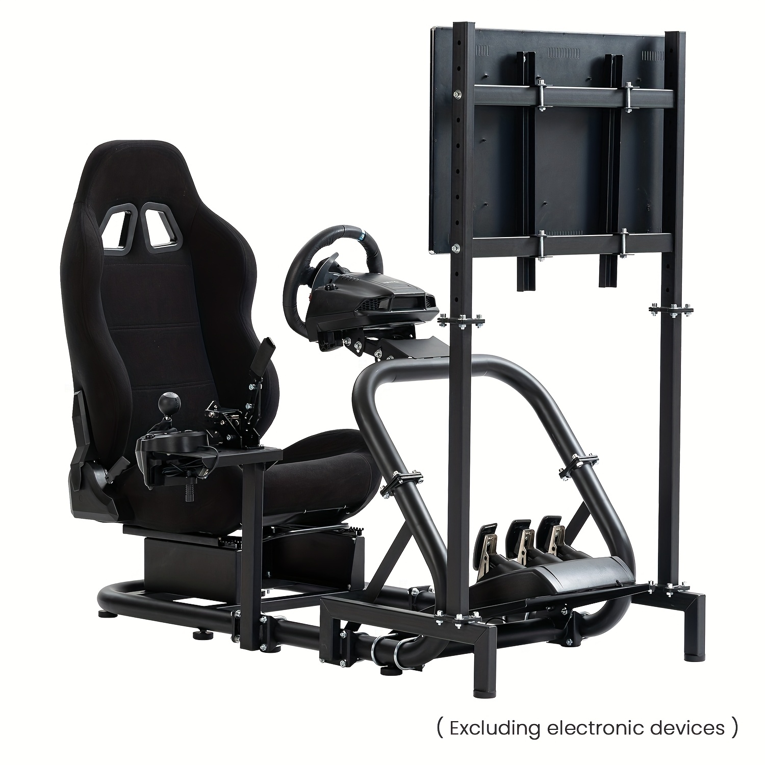 Mokapit Racing Simulator Cockpit 50mm Large Round Tube Vertical Bracket Seat With Monitor Display Tv Stand Fit For Logitech/ / G29 , Wheel Shifter Pedals Not Included