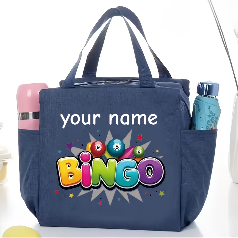 TEMU 1 Personalized Bingo Bag - Custom Name, Colorful Bingo Balls And , Durable Fade-resistant Fabric, Large Capacity Tote Bag, Suitable For Women,