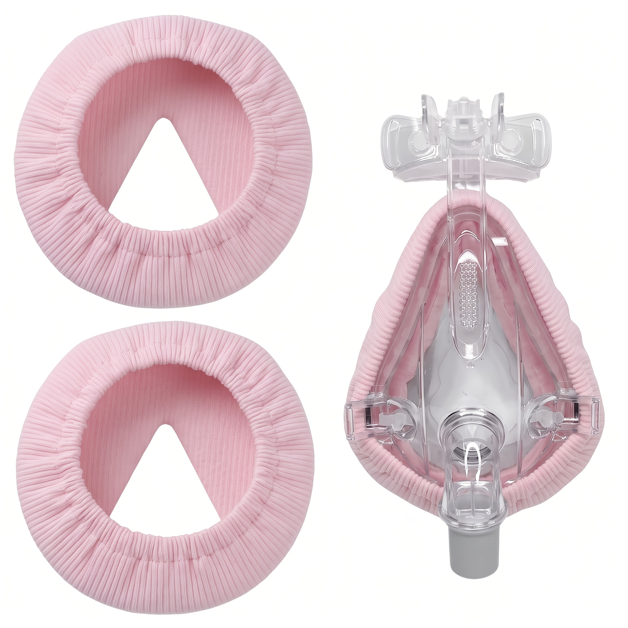 TEMU 2 Packs Liners, Reusable Soft Mask Covers, Pink Striped Cushion Pads, For Full Face Masks, Reduces Gas Leakage And , Compatible With F20,