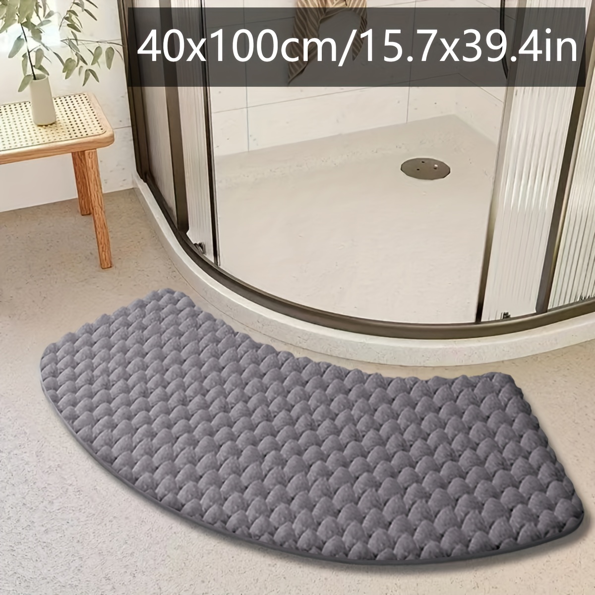 E-shop Einfarbige, fächerförmige Duschraum-Türmatte, super dicke, saugfähige Badematte, rutschfeste Toilettenmatte, Fußmatte