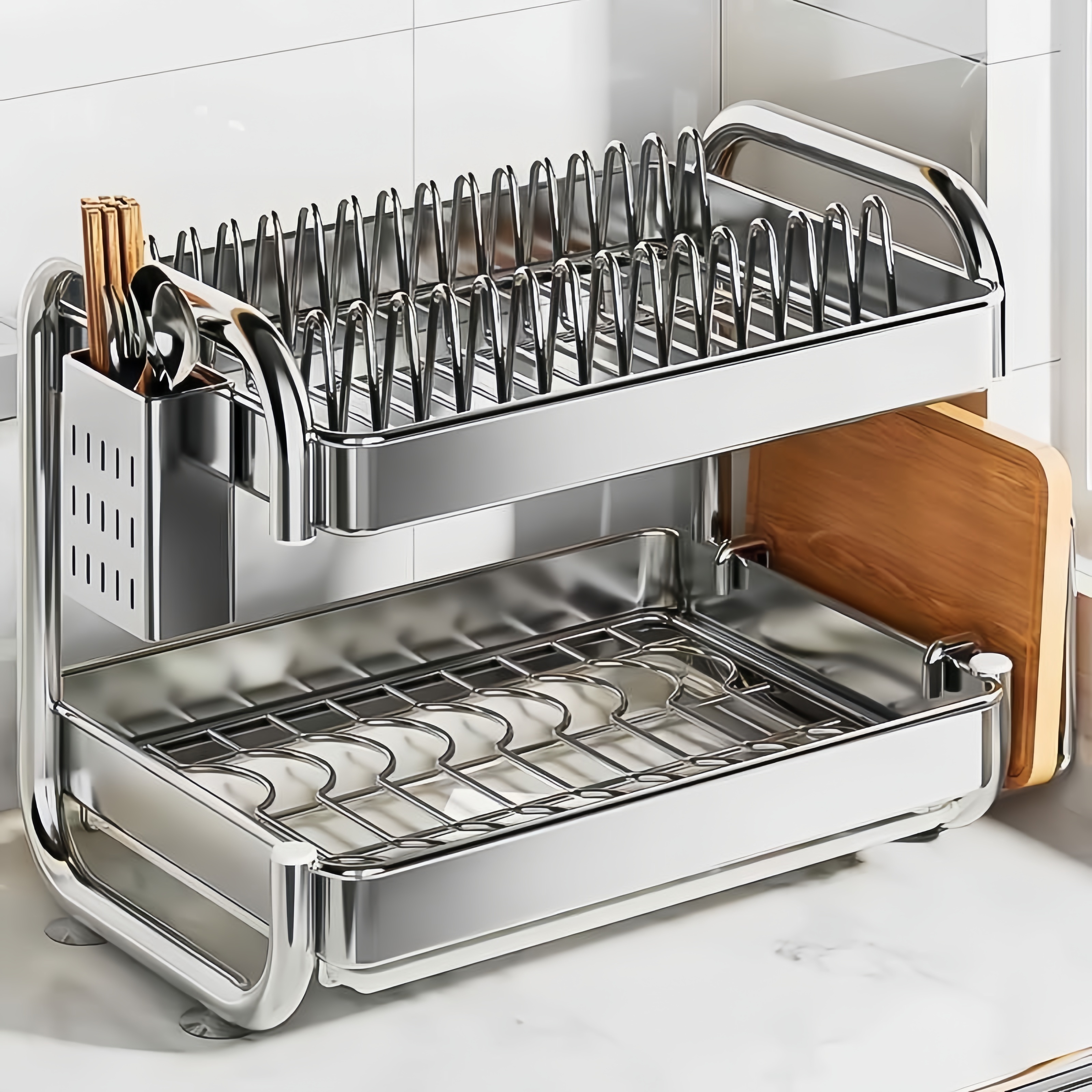 stainless steel dish drying rack space saving dish rack dish racks for kitchen counter stainless steel kitchen drying rack with a cutlery holder Product details 7