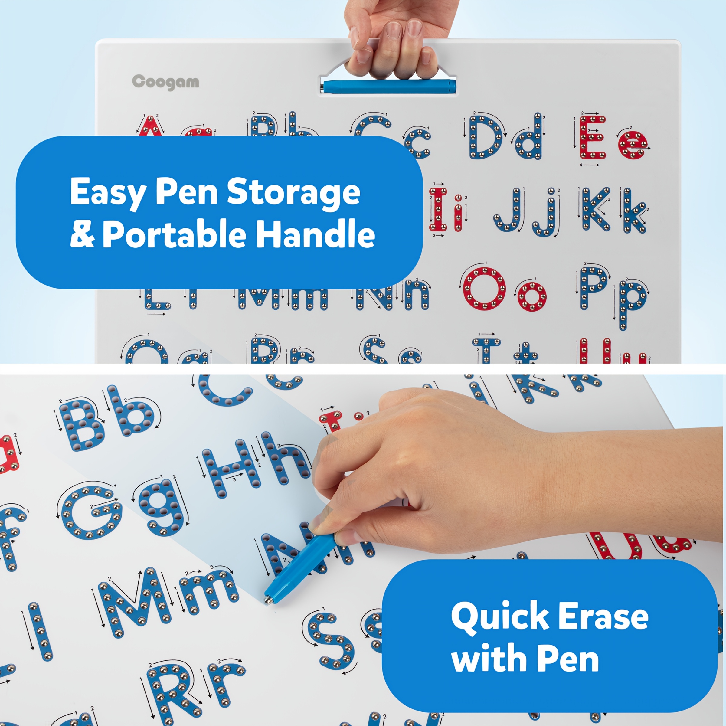 Coogam Magnetic Letters Practicing Board, Magnets Tracing ABC Alphabet Board Learning To Write Uppercase&Lowercase Educational Toy, Fine Motor Gift For 3 4 5 Years Old Kids