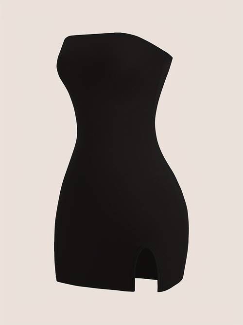 elegant off shoulder bodycon dress for women sleeveless solid color stretchy polyester blend summer fashion elegant outfit chic bodycon dress embellishments