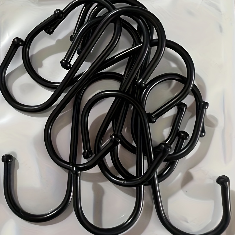 10pcs Heavy-duty Hooks, Anti-slip Thick Metal For Plant Hanging, Wardrobe Organization & Kitchen Use, Versatile Black Storage Solution