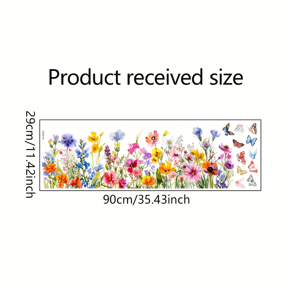 Image of Floral Removable Waterproof Pvc Sticker, 11.4in X 35.4in - Perfect For Wall & Glass Window Decor 【bike Stickers And Decals Category】