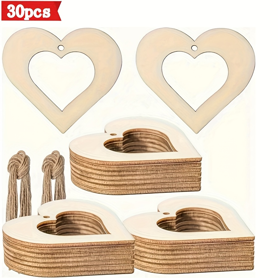 TEMU 30 Pezzi in Legno Intagliati per Pittura Fai da Te - Artigianato in Legno con Pre-Tagliati per Decorazioni Valentino, Matrimoni, Compleanni,