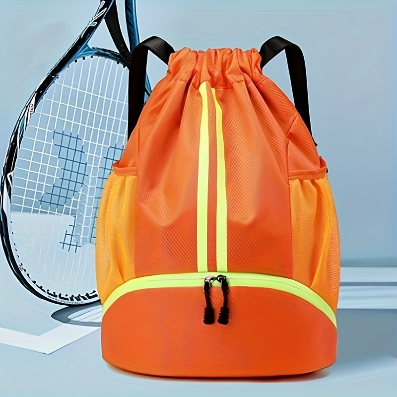 

1pc Basketball Storage Bag, Zipper Large Capacity Wet And Dry Separation Bag, Outdoor Sports Drawstring Bag