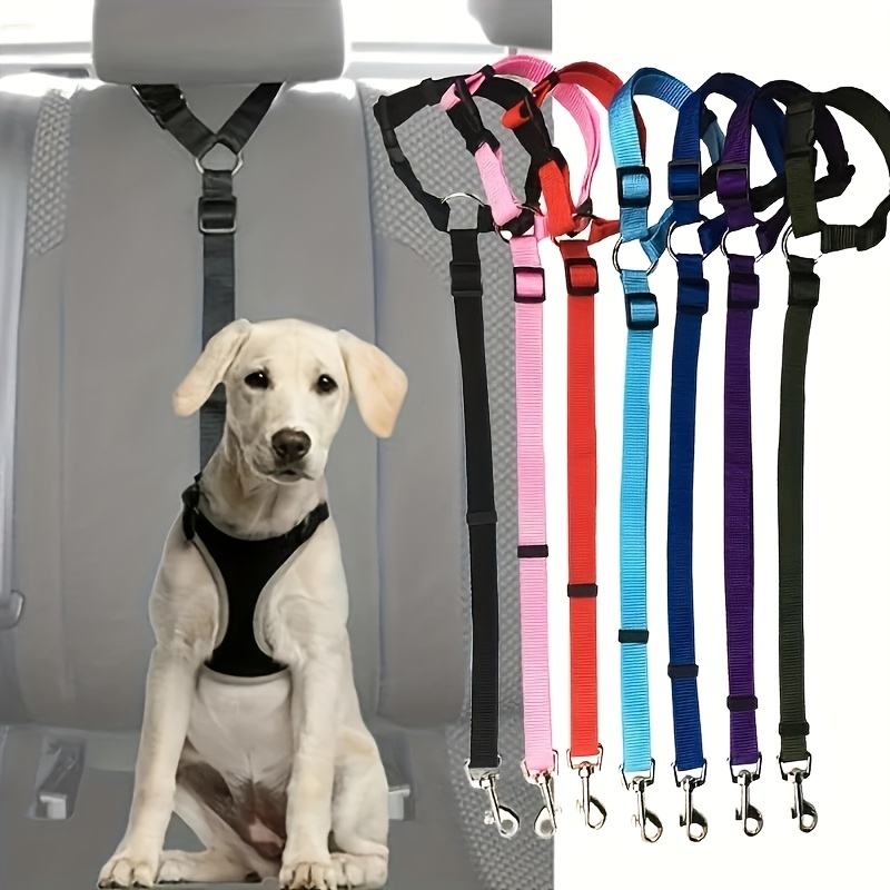 adjustable pet dog car safety belt with g harness restraint travel traction belt for suvs sedans minivans machine washable dog belt for trips fits headrest