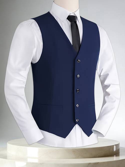 luxury high end mens vest five button workwear vest groomsmen suit groomsmen group groom wedding dress trendy vest fit v neck sleeveless vest versatile for solid color single breasted design 1 vest