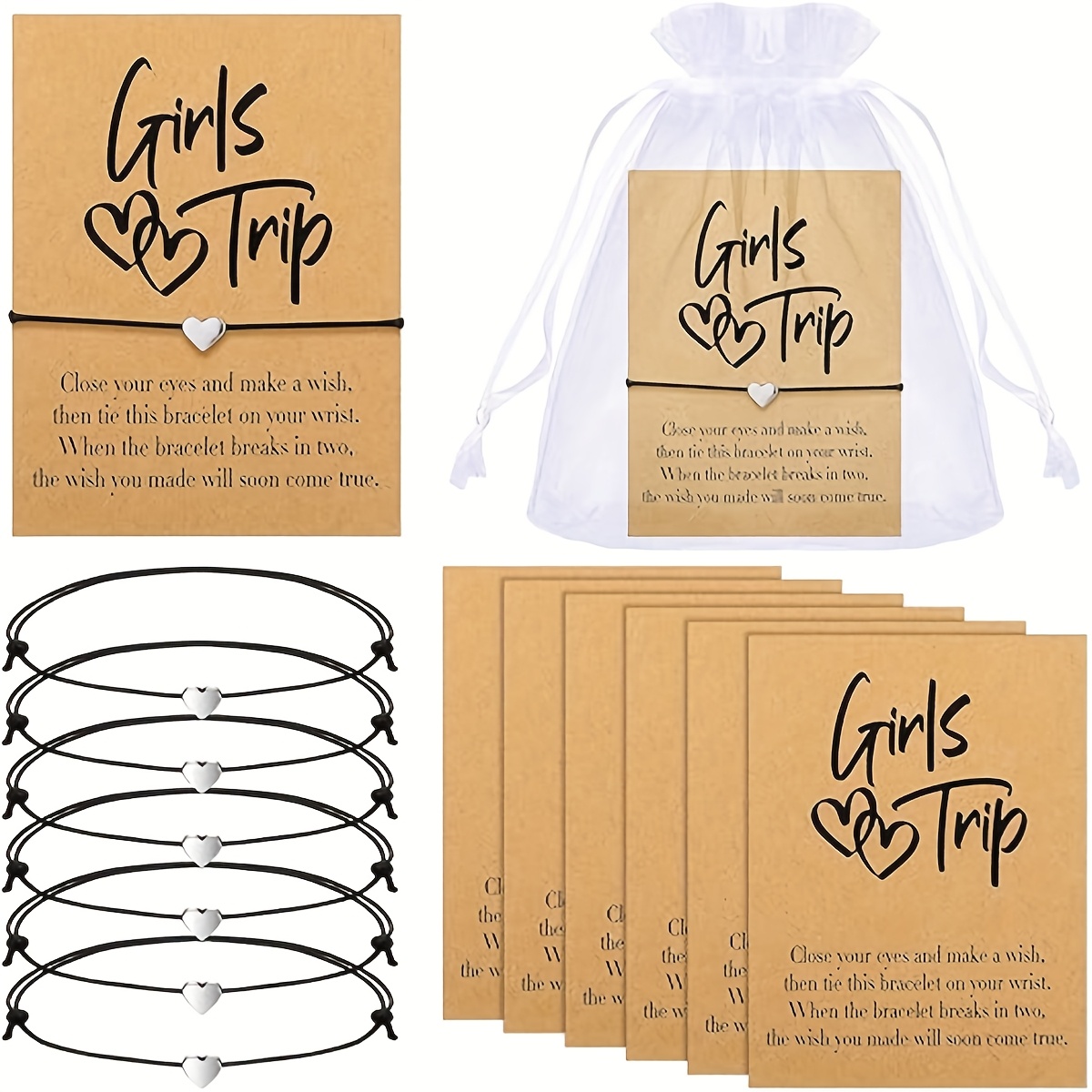 Image of Set Of 6 Travel Bracelets For Women, Perfect For A Weekend Escape. Great For Sisters, , And , Ideal For Bachelorette Parties And .