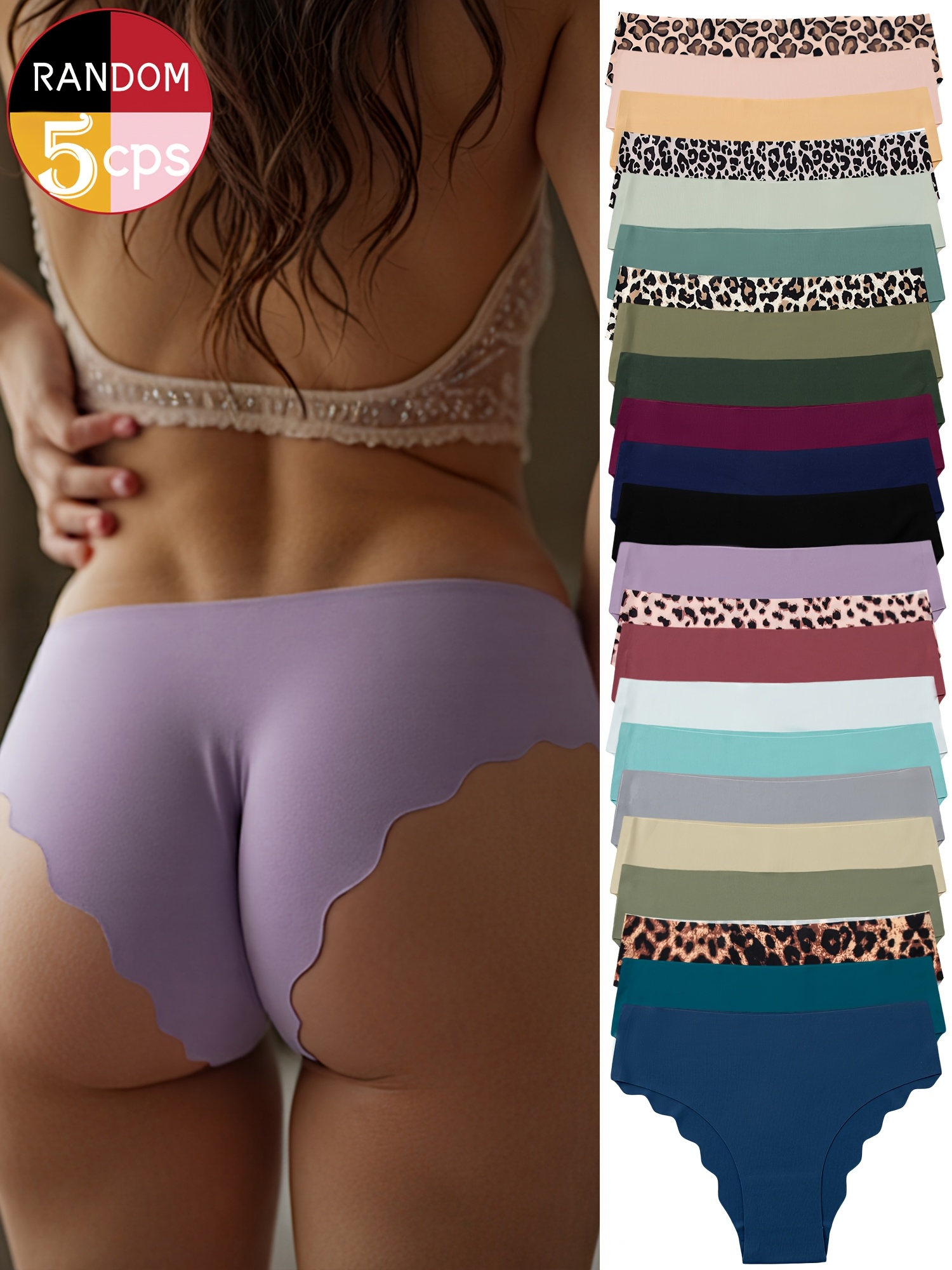 5-Pack Women's Seamless Underwear - Low Waist Breathable Quick-Dry Briefs, Solid Color
