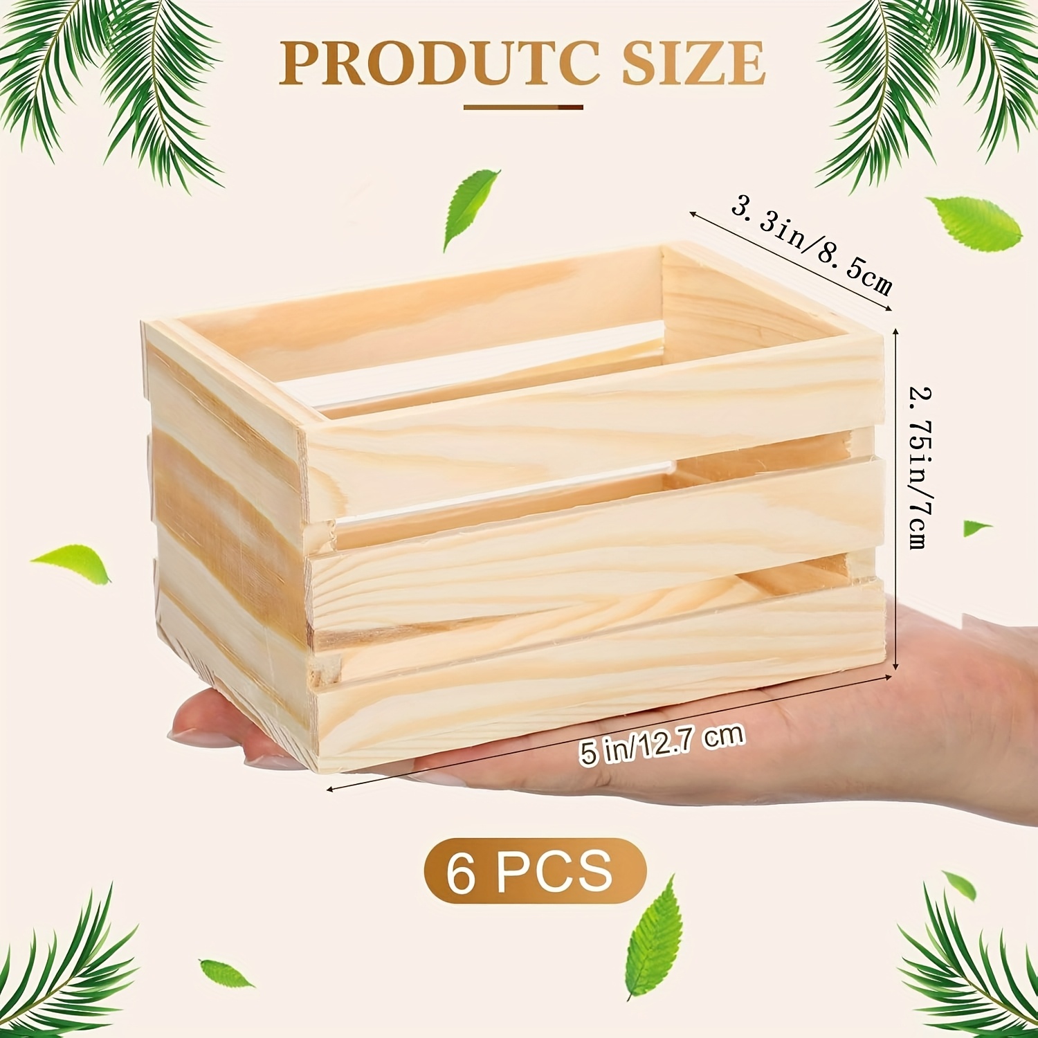 6pcs Decorative Wood Crates Nesting Storage Containers