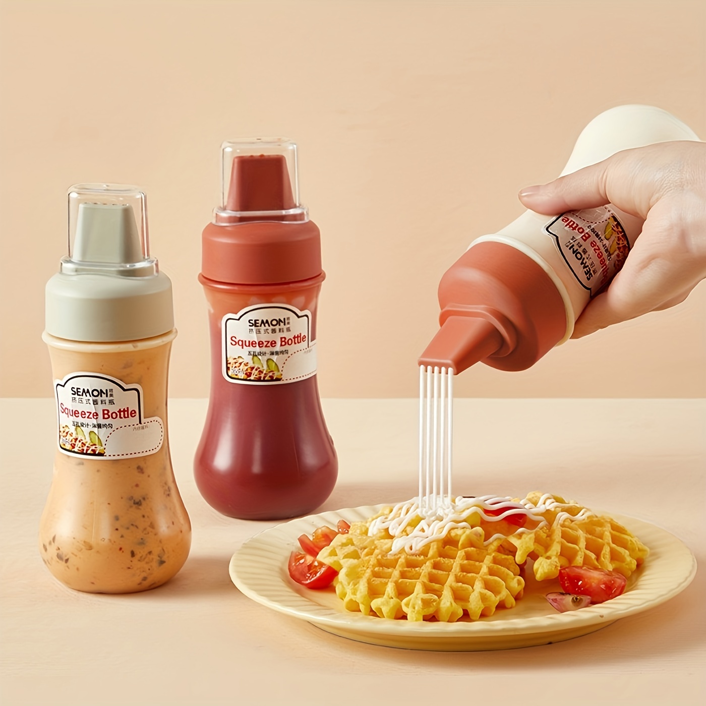 

3pcs Squeeze Sauce Bottle, Leak Proof Refillable Condiment Container For Salad Ketchup Honey Jam, Squeeze Sauce Bottle Oyster Sauce Squeeze Bottle, Home Kitchen Supplies