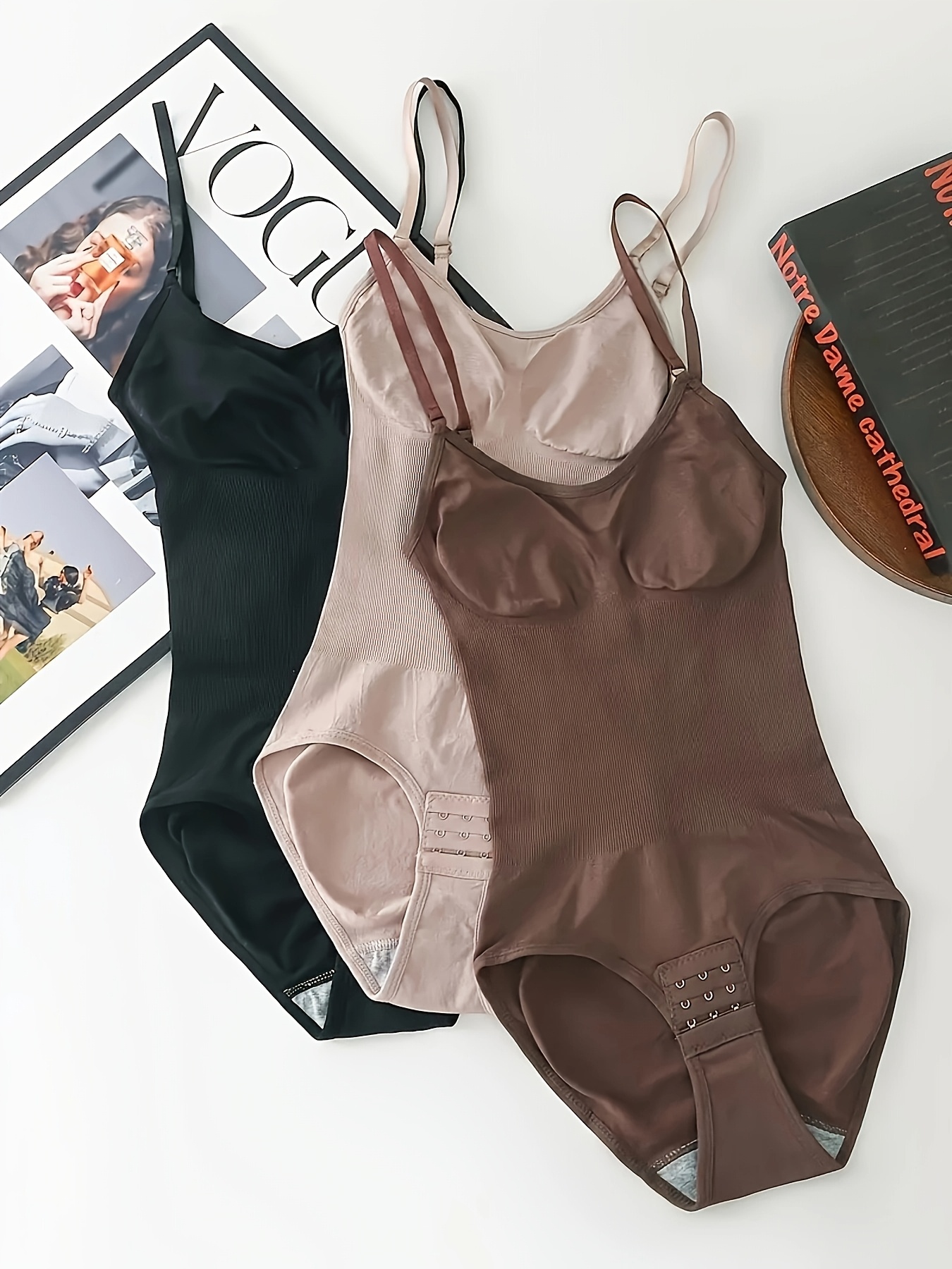 3pcs womens seamless bodycon bodysuit tummy control   lift shaping high elastic breathable underwear training casual wear solid   brown tummy control shapewear training underwear   high elastic fabric