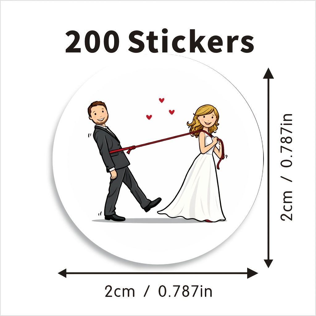 E-shop 200 Stück Brautpaar-Zugband-Aufkleber, für Jubiläumsfeiern, Gastgeschenke für Hochzeitsfeiern, kombiniert mit Pralinen, Süßigkeiten Umschlägen