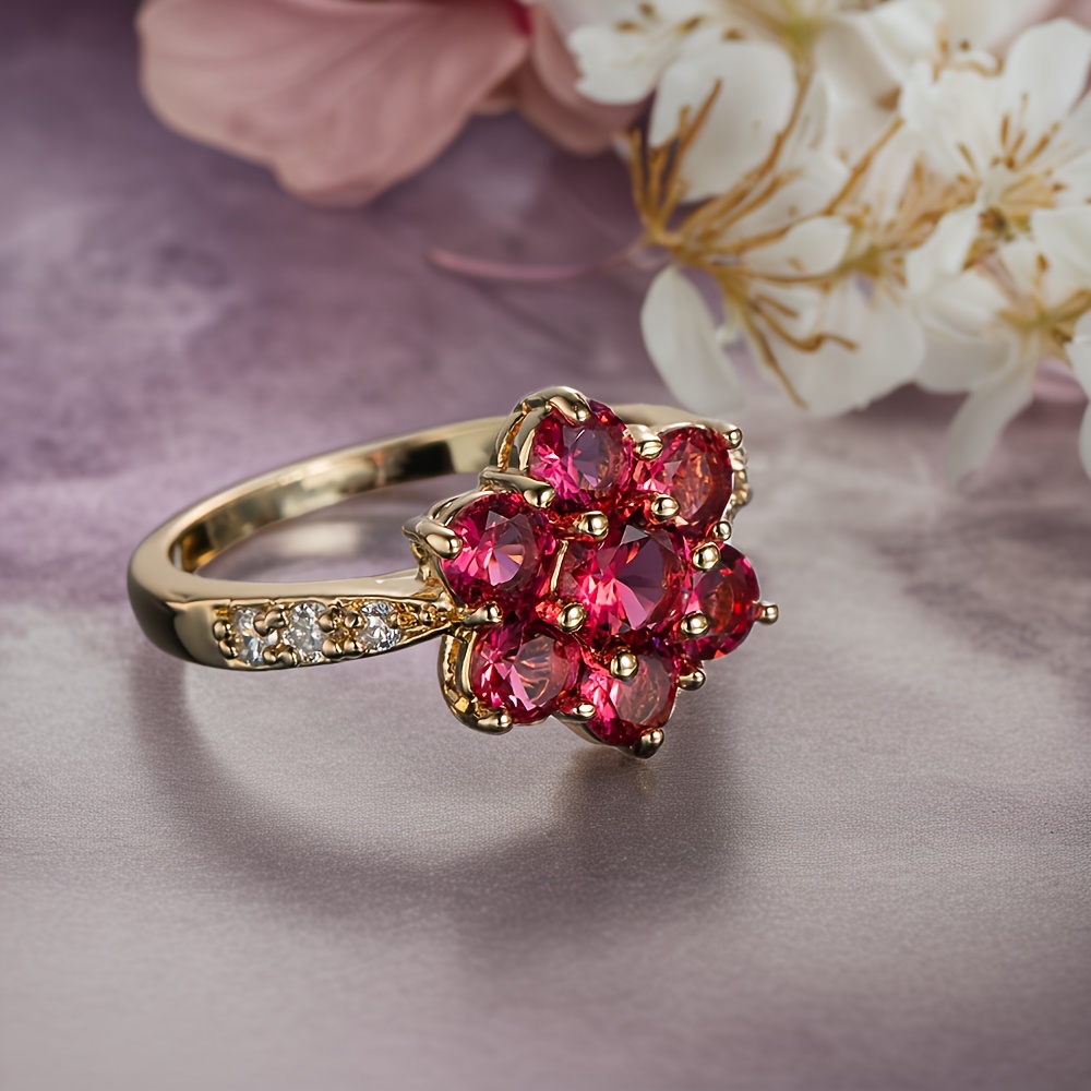 Women's Luxury Rose Red Imitation Crystal Ring