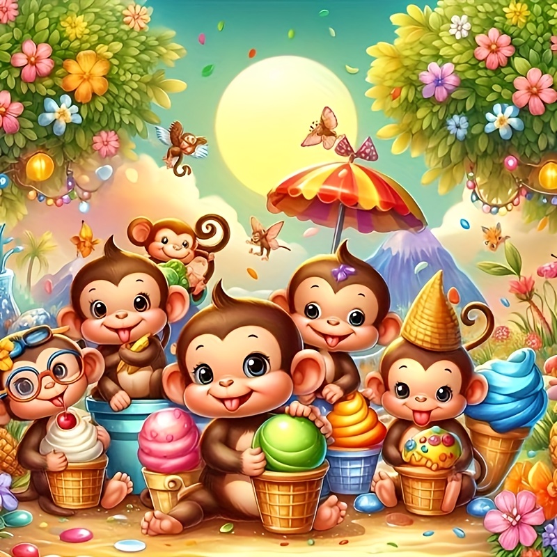 diamond painting kits monkey sold on Temu United States