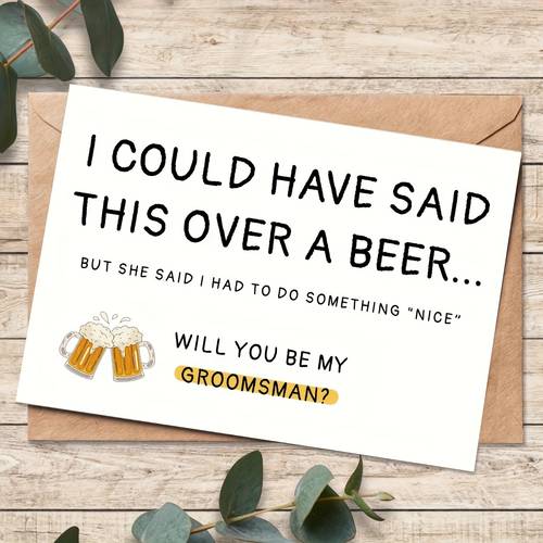 1pc mens humorous wedding proposal card for man fun invitation greeting card for him beer proposal request gift