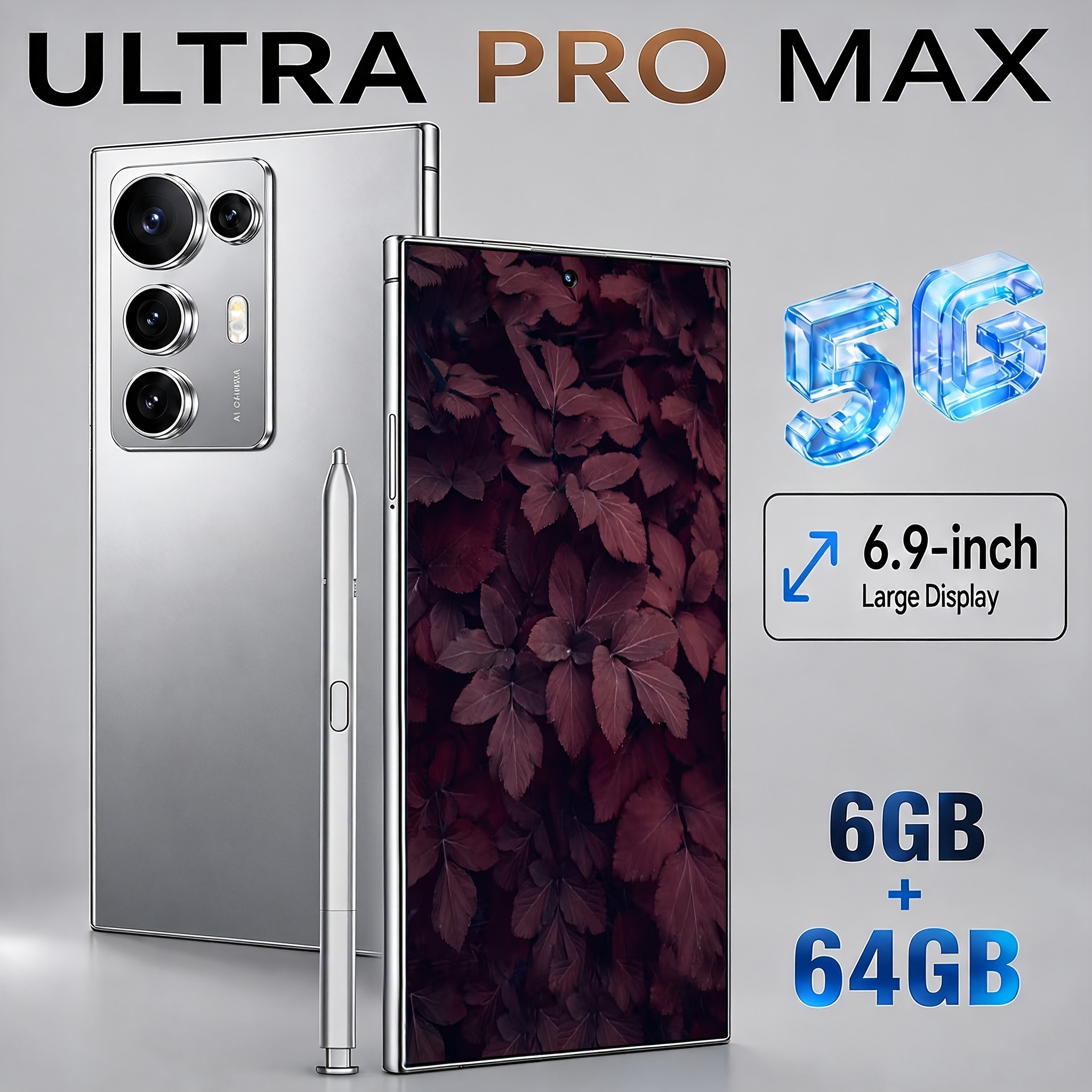 TEMU 2026 New Unlocked 5g Smartphone, 6.9 Inch Hd Full Screen Mobile Phone, Dual 5g Unlocked Cell Phone, Built-, Gps Navigation, Type-c Fast Charge,