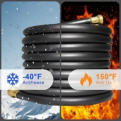 100ft 5 8 heavy duty flexible durable rubber garden hose with brass fittings kink free leakproof for gardening agriculture car washing black Product details 2