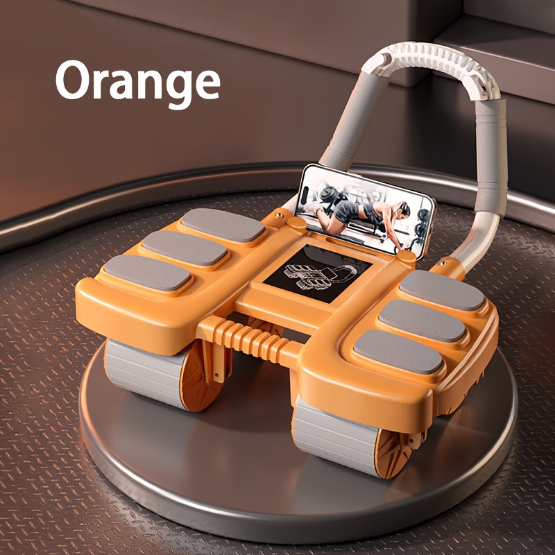 TEMU Lingpeng Smart Ab Roller With Automatic Rebound - 4-wheel Trainer & Elbow Support Pad, Durable Pp/tpe Material, Ideal For Home Fitness, Lingpeng