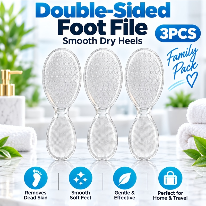TEMU 3pcs Luxury Transparent Foot File- Professional Foot File With An Ergonomic Easy- Grip Handle, Single- Sided Sanding Layer, Stronger And More
