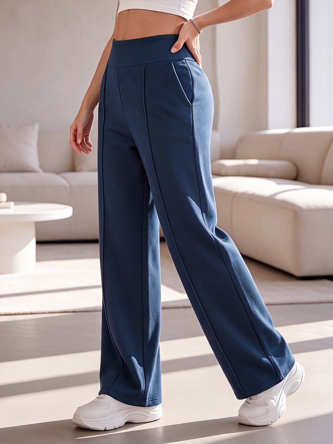 1 pantalón de pierna   y corte   de cintura   para mujer, con control de abdomen, pantalones   y amigables con bolsillos, pantalones largos   casuales para viajes diarios