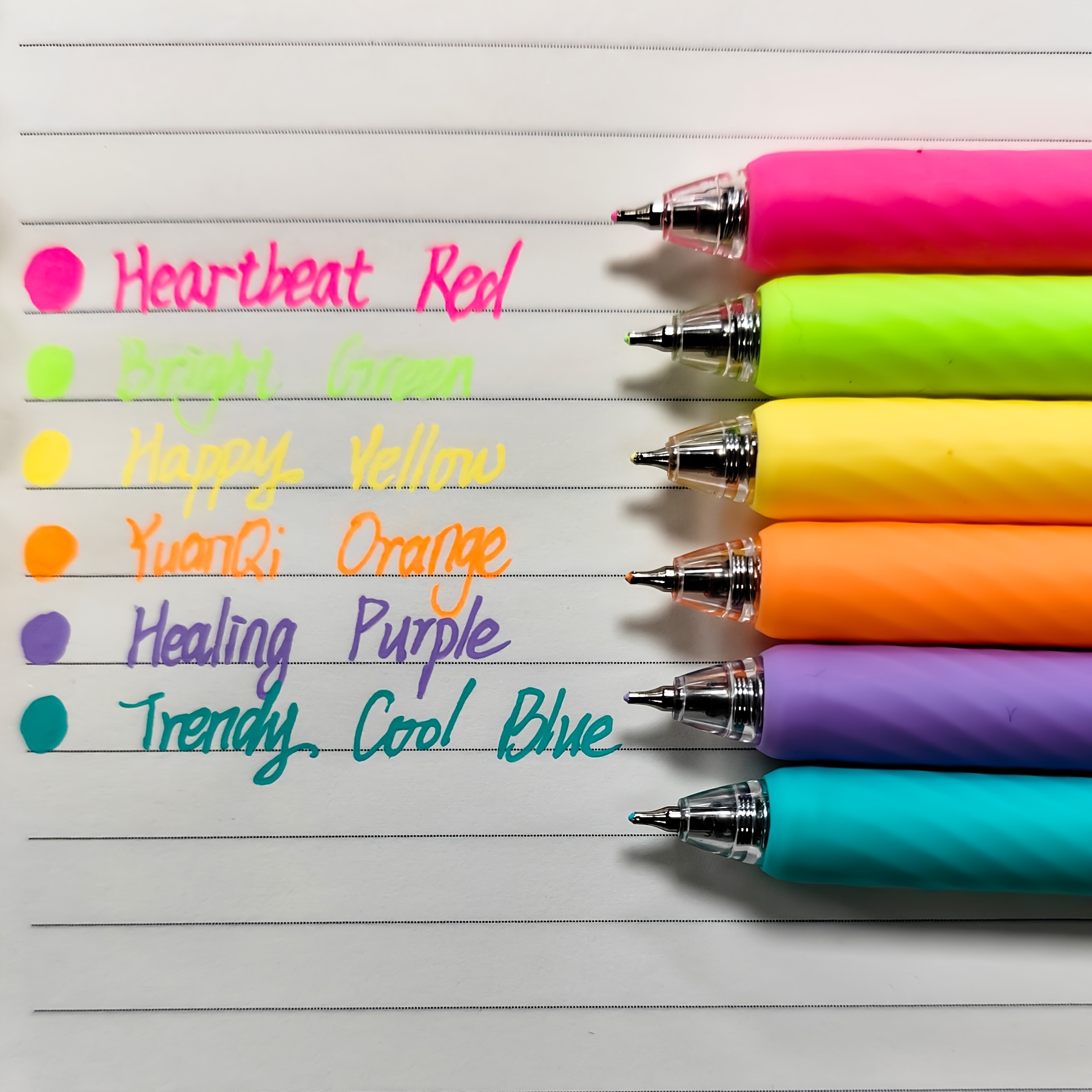 Image of 6pcs Fluorescent Color Gel Pens Set, 0.7mm Medium Point, Retractable Pen With Pen , Suitable For Professional Art Drawing, Illustration, And Journal Making, Back-to-school, Office Accessories