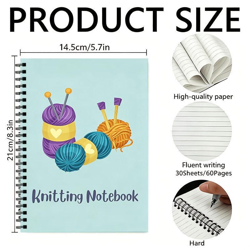 TEMU 1 Spiral-bound Knitting Notebook (/60 Pages, Lined); A Notebook For Knitting Projects-perfect As A Gift For Knitters, Grandmothers, Or Craft