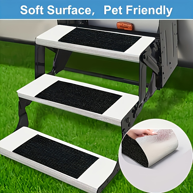 Image of 3pcs Portable Lightweight Non-slip Rv Step Mats, Universal Fit For Rv, , And Trailer Stairs, Suitable For Indoor And Outdoor Decoration, Easy To Clean, Quick Dry