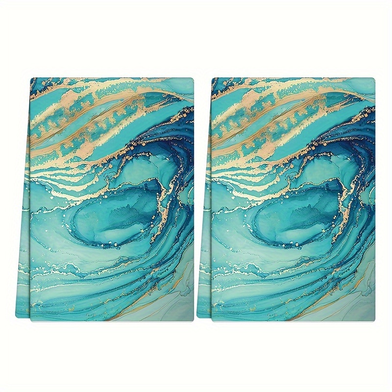 

2pcs, Dish Towels, Vintage Ocean Wave Pattern Microfiber Dish Towels, Retro Decorative Kitchen Cleaning Cloth, Festive Home Decor, Polyester Kitchen Towels, Cleaning Supplies