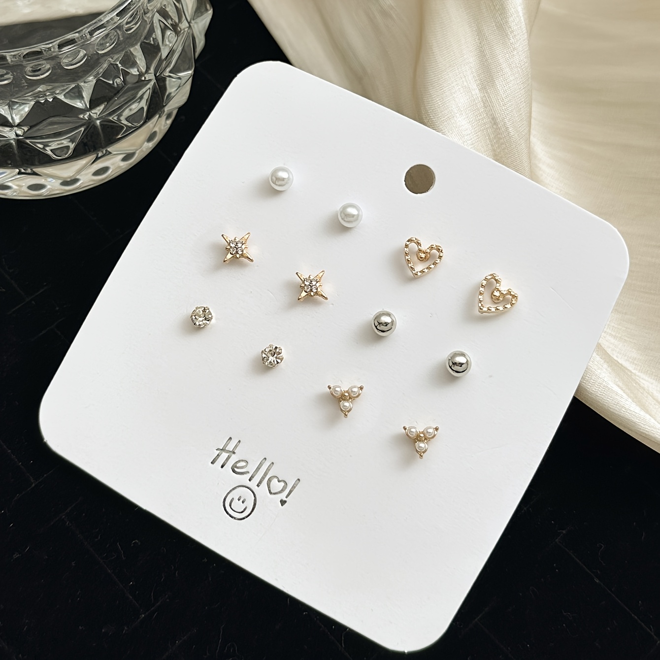 TEMU A Set Of 6 Pairs Of Earrings, Including A Circular And Heart-shaped Pair - A Set Of Elegant, Exquisite, Easy, And Fashionable Women's Earrings.