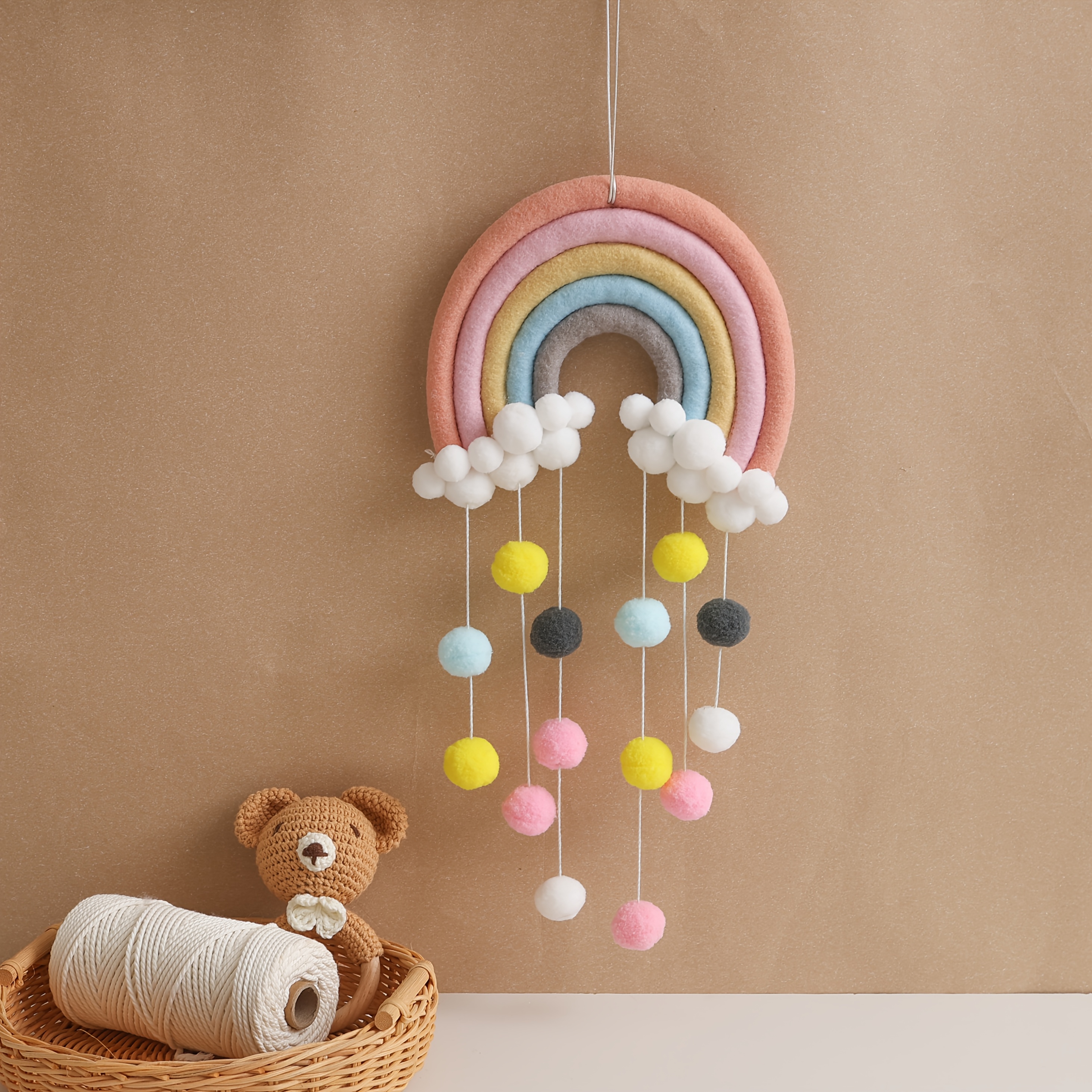 Style Rainbow Pom-pom Room Decor, Christmas Decorations, Halloween Decorations