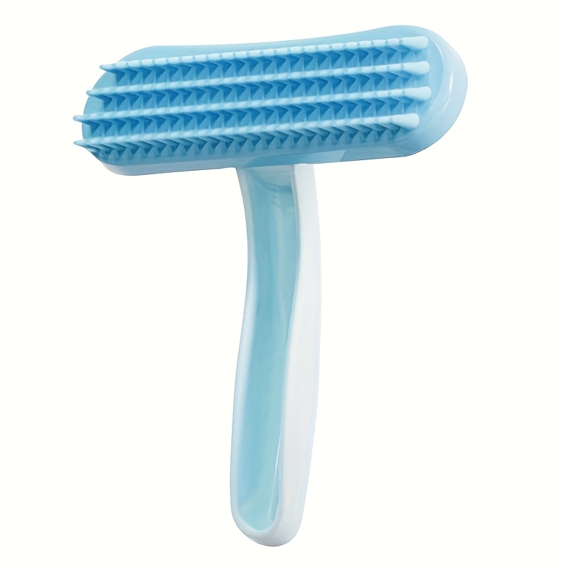 TEMU Cepillo de silicona para el cuidado de mascotas con cerdas suaves y cabezal de - Cepillo para desenredar y masajear para gatos, perros, conejos,
