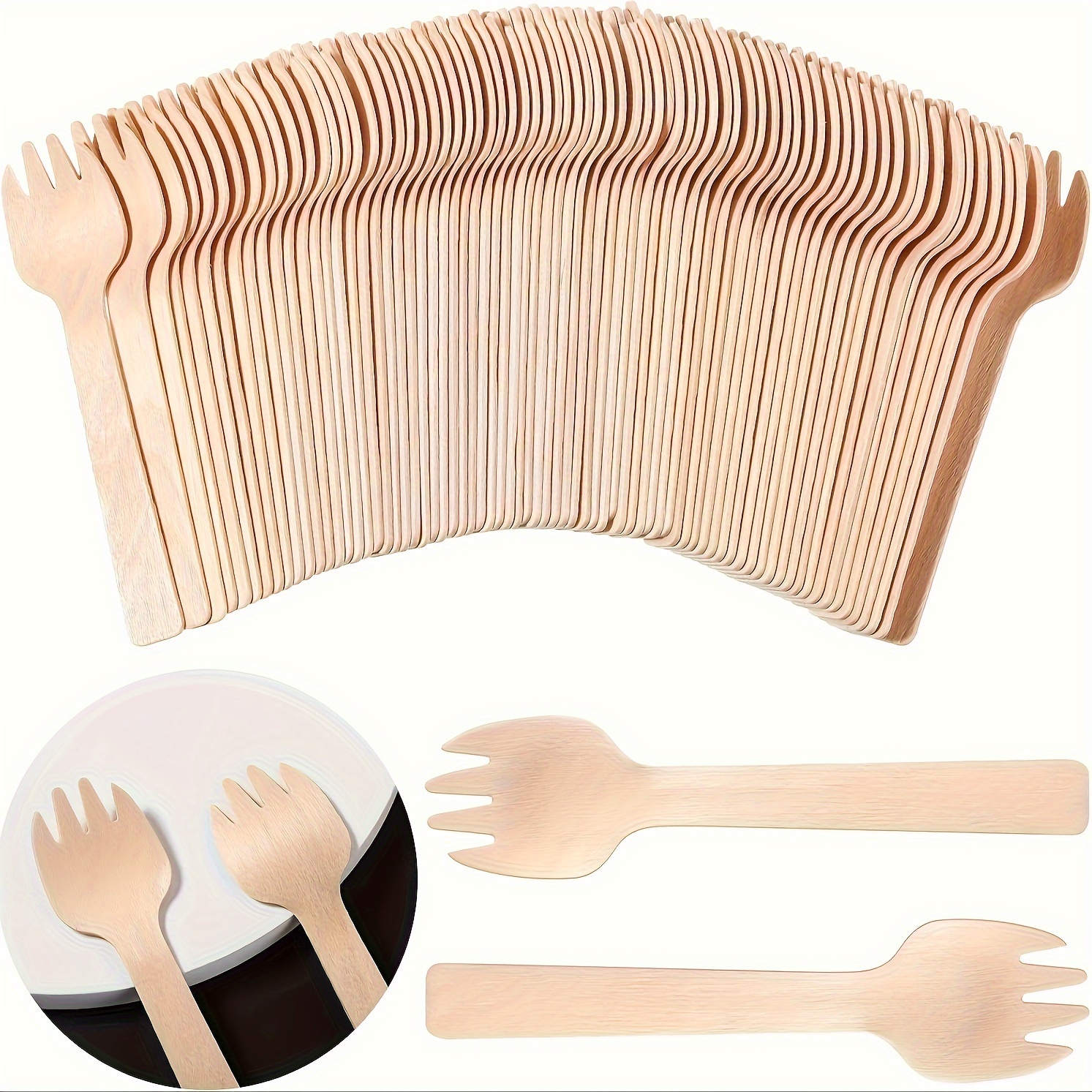 100pcs Of 4-inch Disposable Mini Forks, Small Cutlery For Desserts, Cakes, And Ice Cream, Suitable For Festivals, Graduations, Birthdays, Christmas Parties, Weddings, And Camping