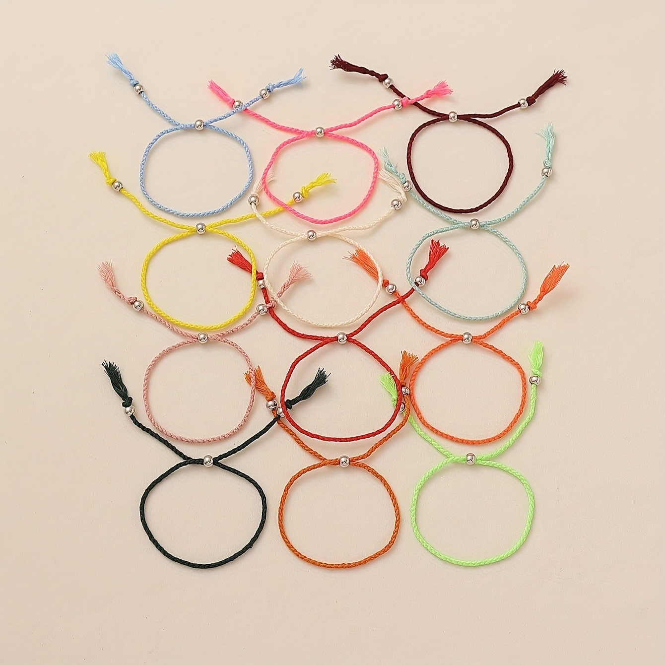 12pcs Boho Colorful Beaded Natural Stone Drawstring Bracelet Set