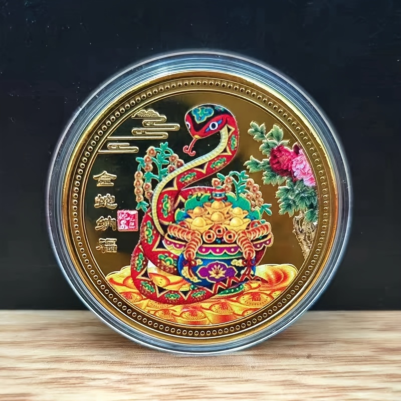 2025 год змеи - твердая   монета  , новогодний красный  ,   счастья, благословение матери   змеи, толстое издание памятной монеты   подробные сведения 2