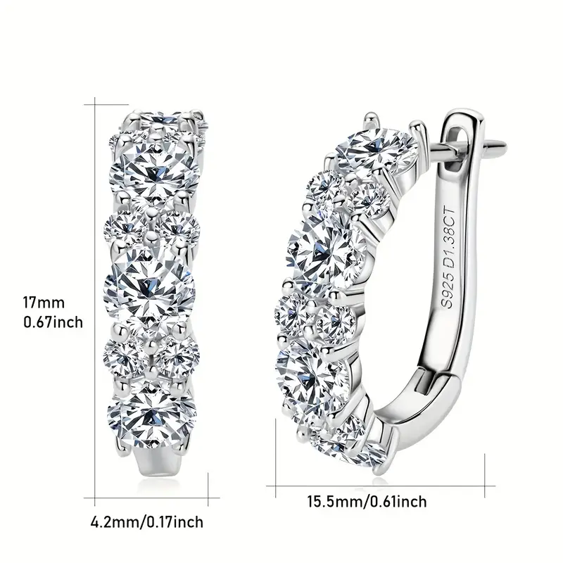 a pair of fashionable earrings for women 925 silver d shaped 1 38ct moissanite earrings elegant and exquisite a festival gift womens earrings jewelry gift earrings for women mothers day gift high quality womens jewelry gift box as a gift Product details 0