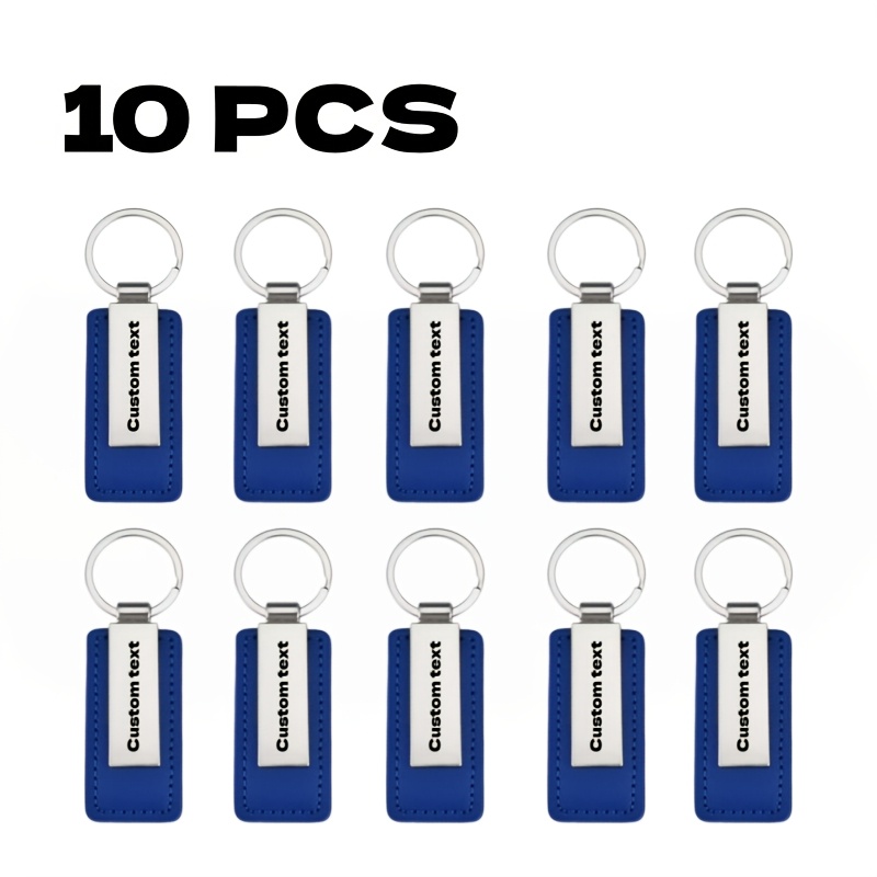 TEMU 1/10pcs- Laser Engraved Pu Keychain With Stainless Steel Id Card - Customizable Name And Phone Number Men's Keychain Father's Day Car Motorcycle