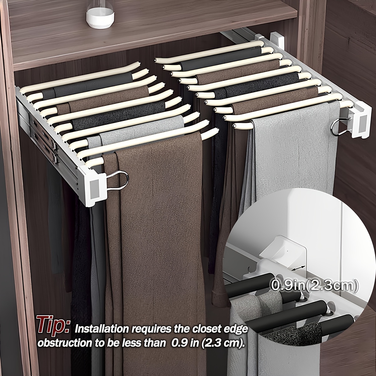 Appendiabiti Pantaloni Salvaspazio - 4 Ganci Vellutati, Grigi, Fino 5kg, Organizza Armadio - Foto 6