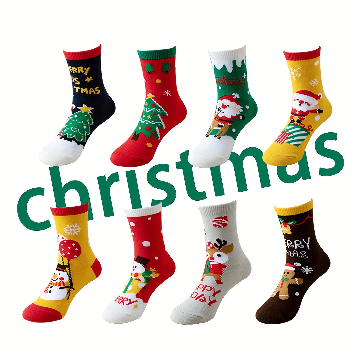 8 Pairs Of Socks Christmas Socks Autumn And Winter Styles Mid Tube Christmas Gifts For Boys And Girls Baby Cartoon Socks Christmas Outfit Essential