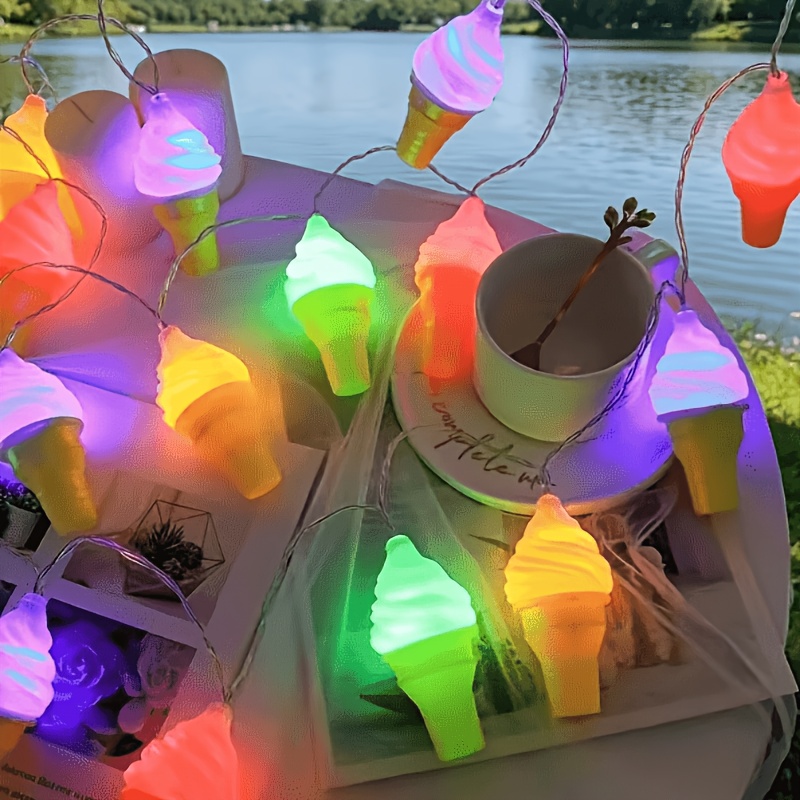 TEMU Battery-operated Ice Cream String Lights, Space Decoration, No Battery Required Halloween Christmas