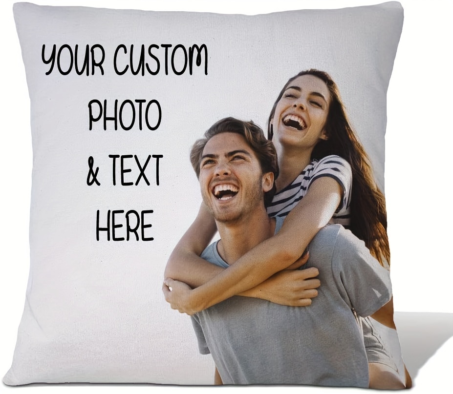 custom photo pillowcase 18x18 inches knitted polyester mixed colors personalized cushion cover for couples parents friends birthday holiday gifts   halloween christmas details 0