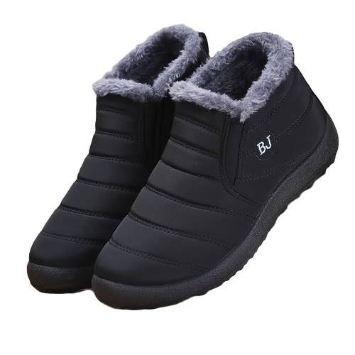 high quality winter ankle boots with faux fur lining warm and stylish non slip shoes for men and women black elastic band closure cozy plush interior cold weather winter boots cold weather footwear sleek boot design durable rubber weather shoes plush lining
