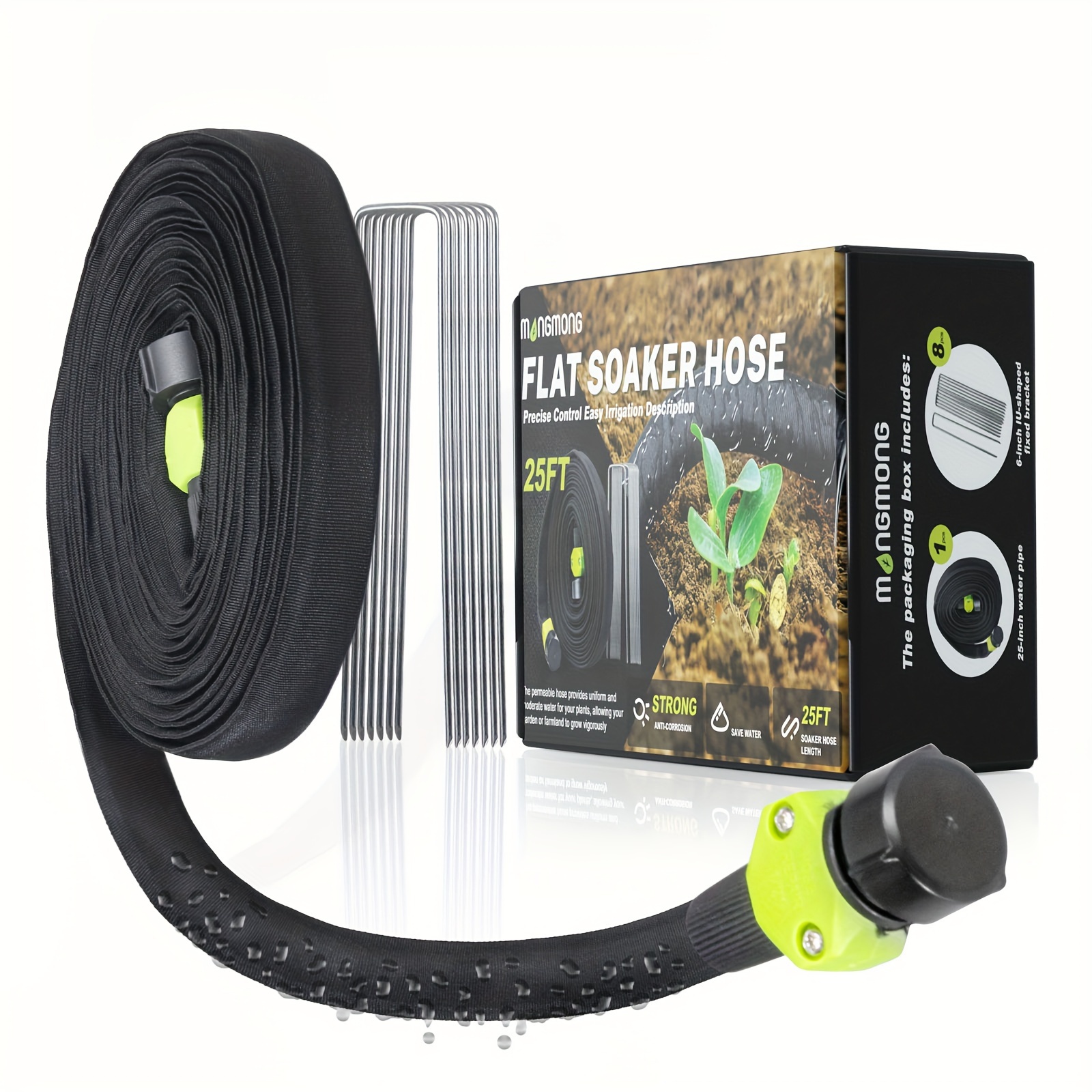 

Flat Soak Hose 25-50ft, With Timer, For Garden Beds, Linkable Consistent Drip Hose For 80% Water Savings, Leak-proof Heavy Duty Double Layer Irrigation Hose