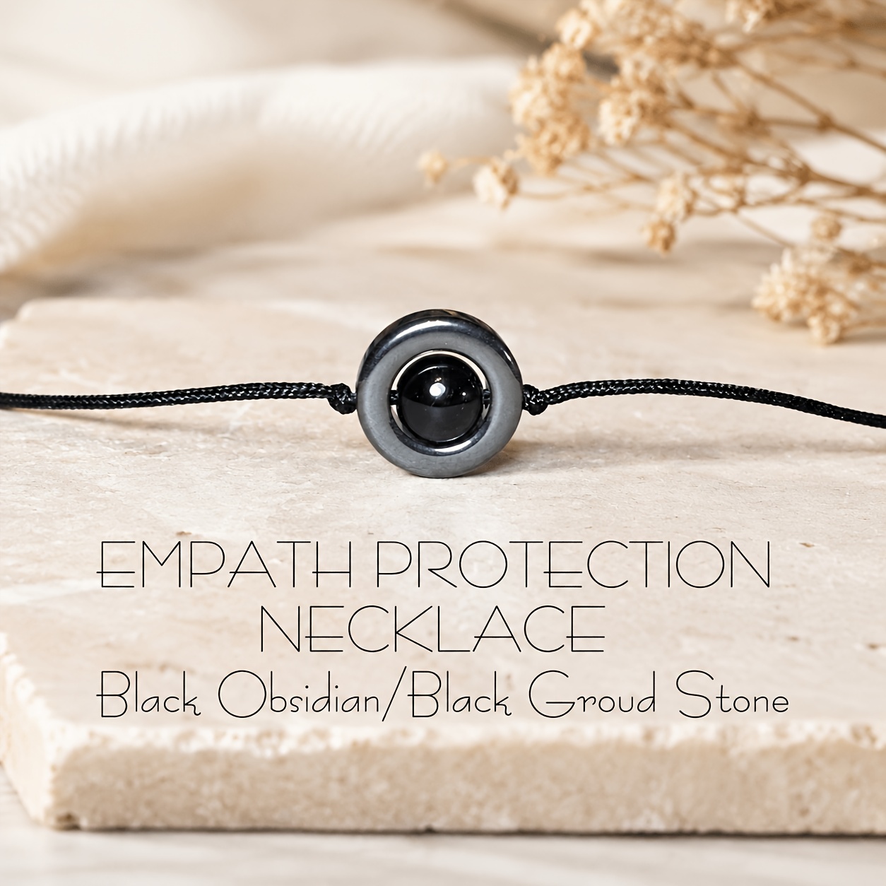 1 adjustable obsidian   sympathy protection drawstring necklace suitable for   men and women