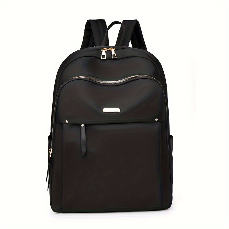 TEMU Large Nylon Backpack For Women - Lightweight, Adjustable Straps, Zip Closure, Casual & Travel Bag With Lining