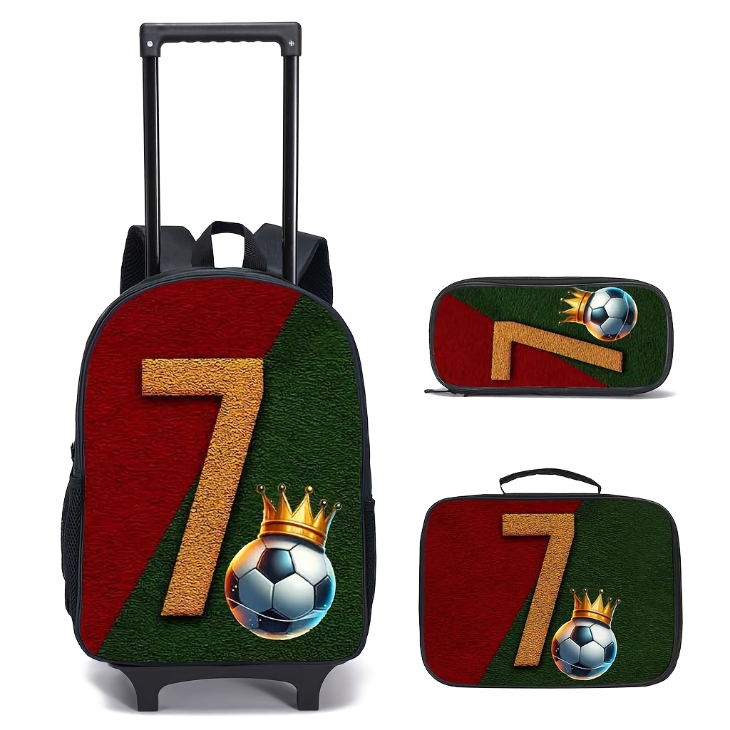 elementary school student printed pattern rolling backpack for the back to   childrens student backpack with detachable trolley handle boys large capacity 3pcs set school bag