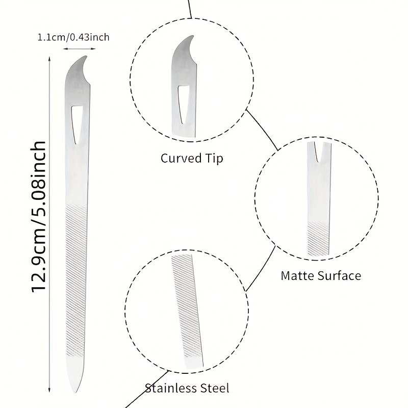 5pcs Multi-Functional Stainless Steel Nail Files, Double-Sided Buffing Tools