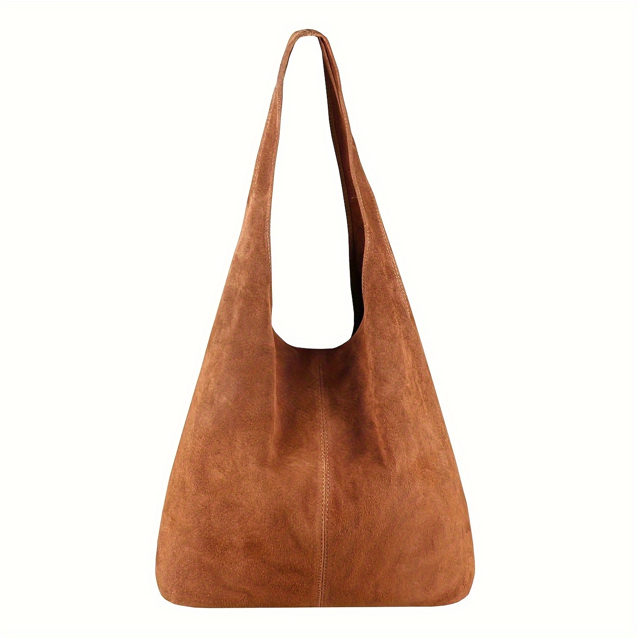 TEMU Genuine Italian Suede Tote Bag - Genuine Leather Hobo Shoulder Bag, Large Capacity, Foldable, Kiss Lock Closure, Multiple Colors